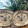 Pareja de fuentes medianas en loza inglesa "Coalport" Kings Ware