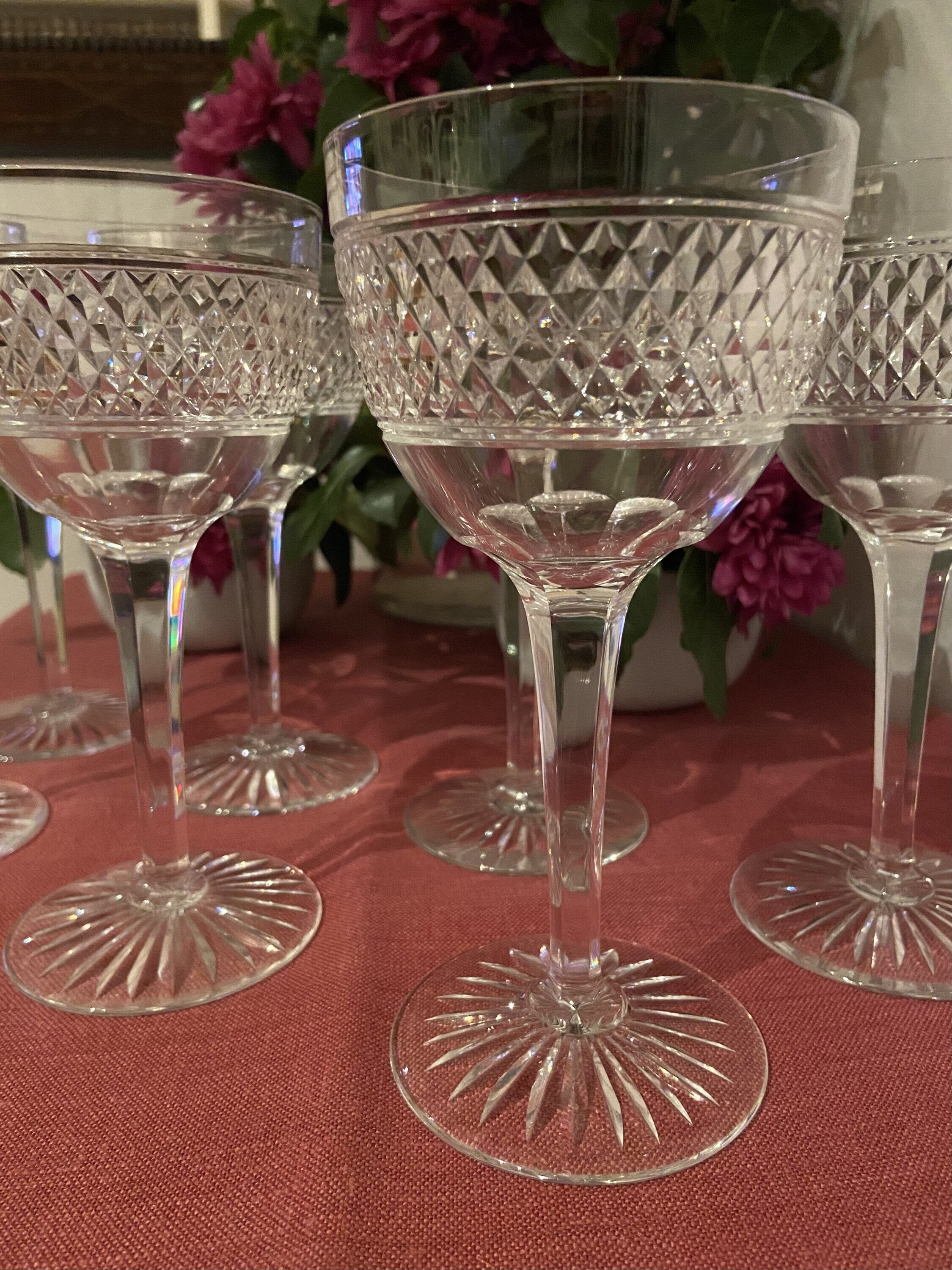 Juego de 7 copas de fino cristal tallado