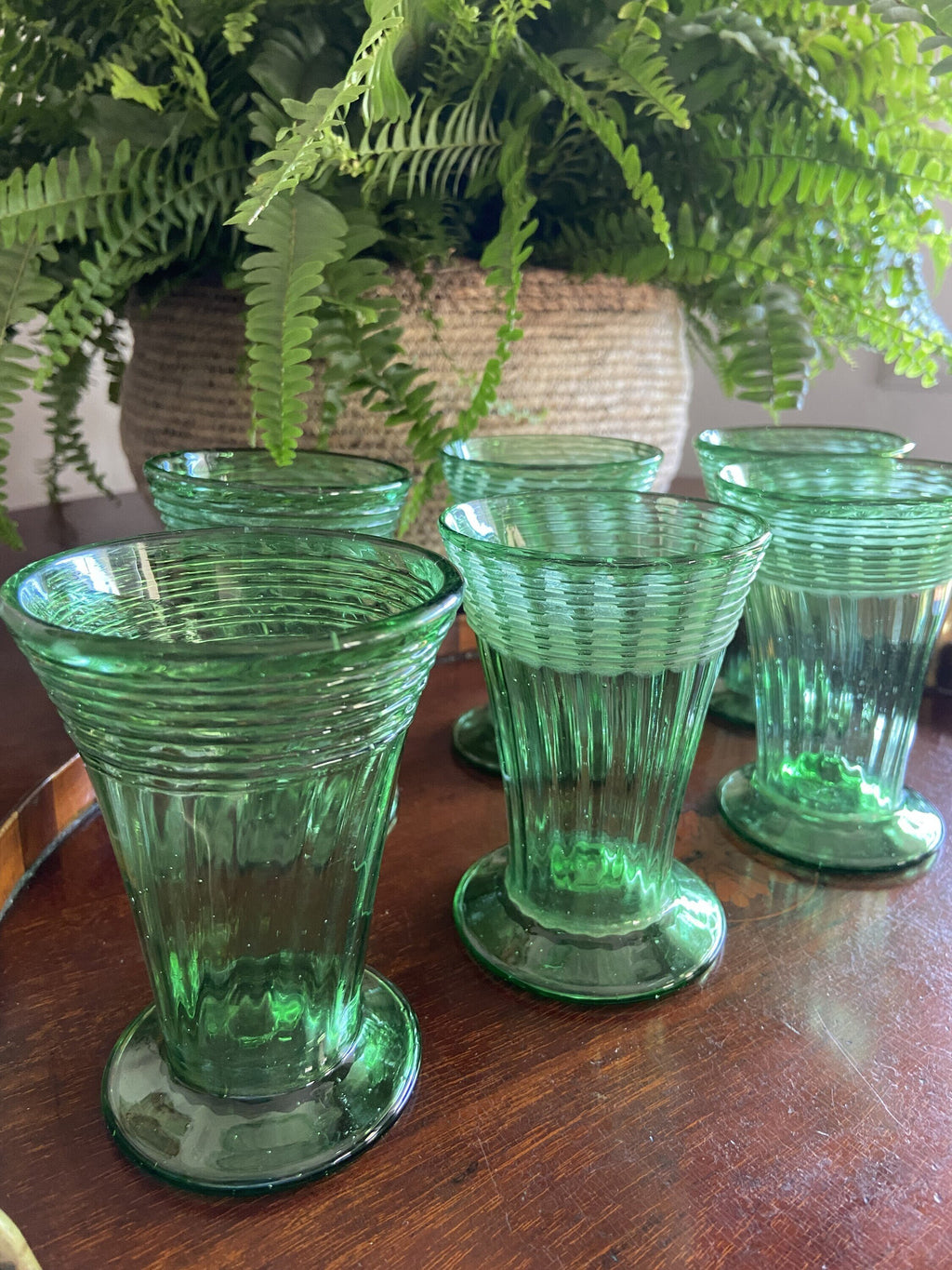 6 vasos en vidrio soplado a mano "Gordiola"