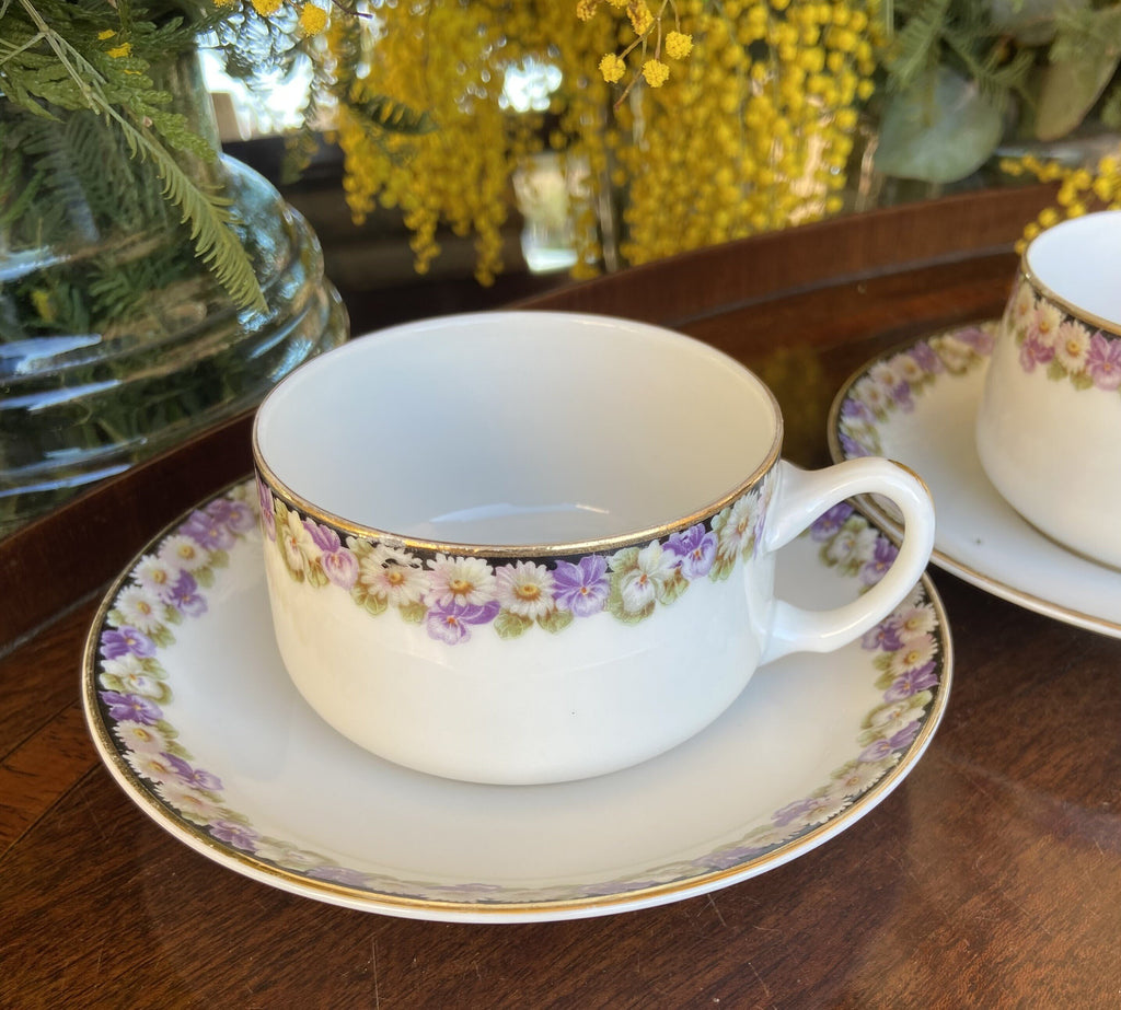 Pareja tazas café en porcelana alemana  "Rosenthal".
