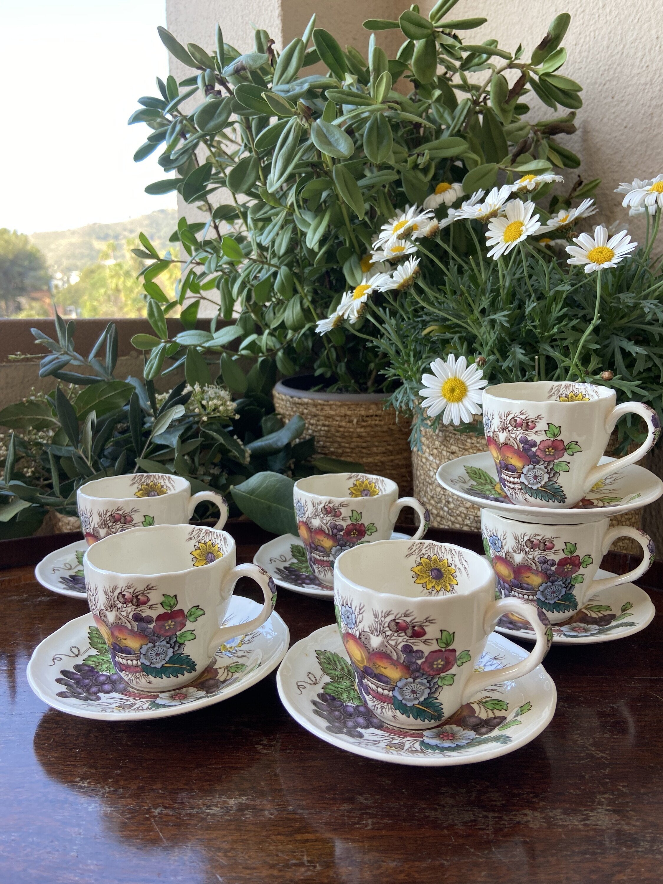 6 tazas café en loza inglesa "Spode"