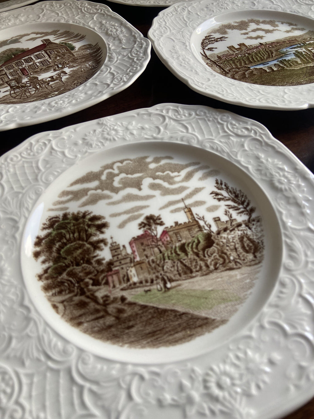 12 platos merienda en loza inglesa "Johnson Bros" (mod.Historic Scenes).