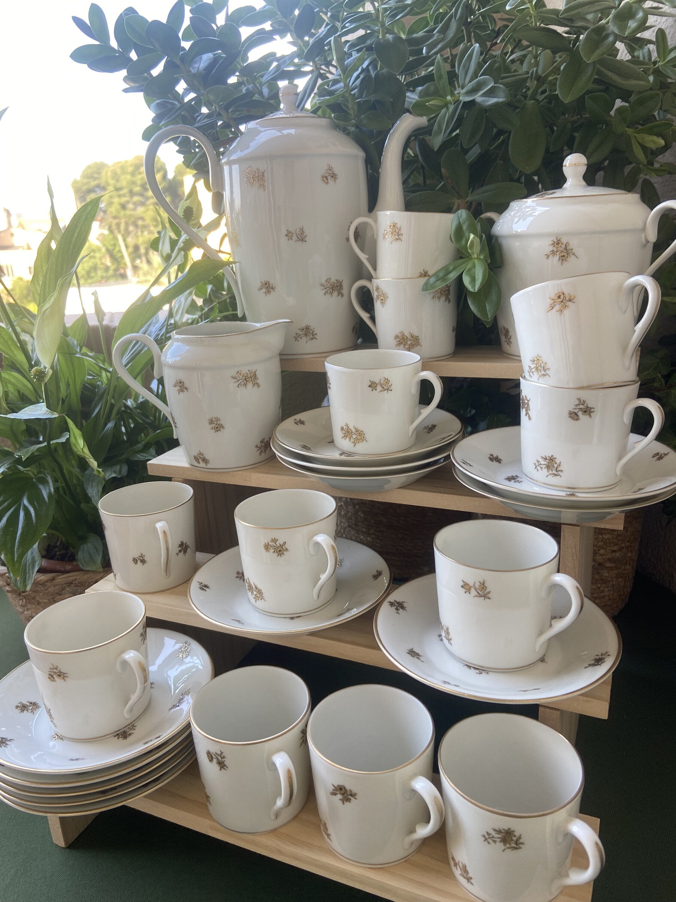 Juego de café en porcelana "Bidasoa".