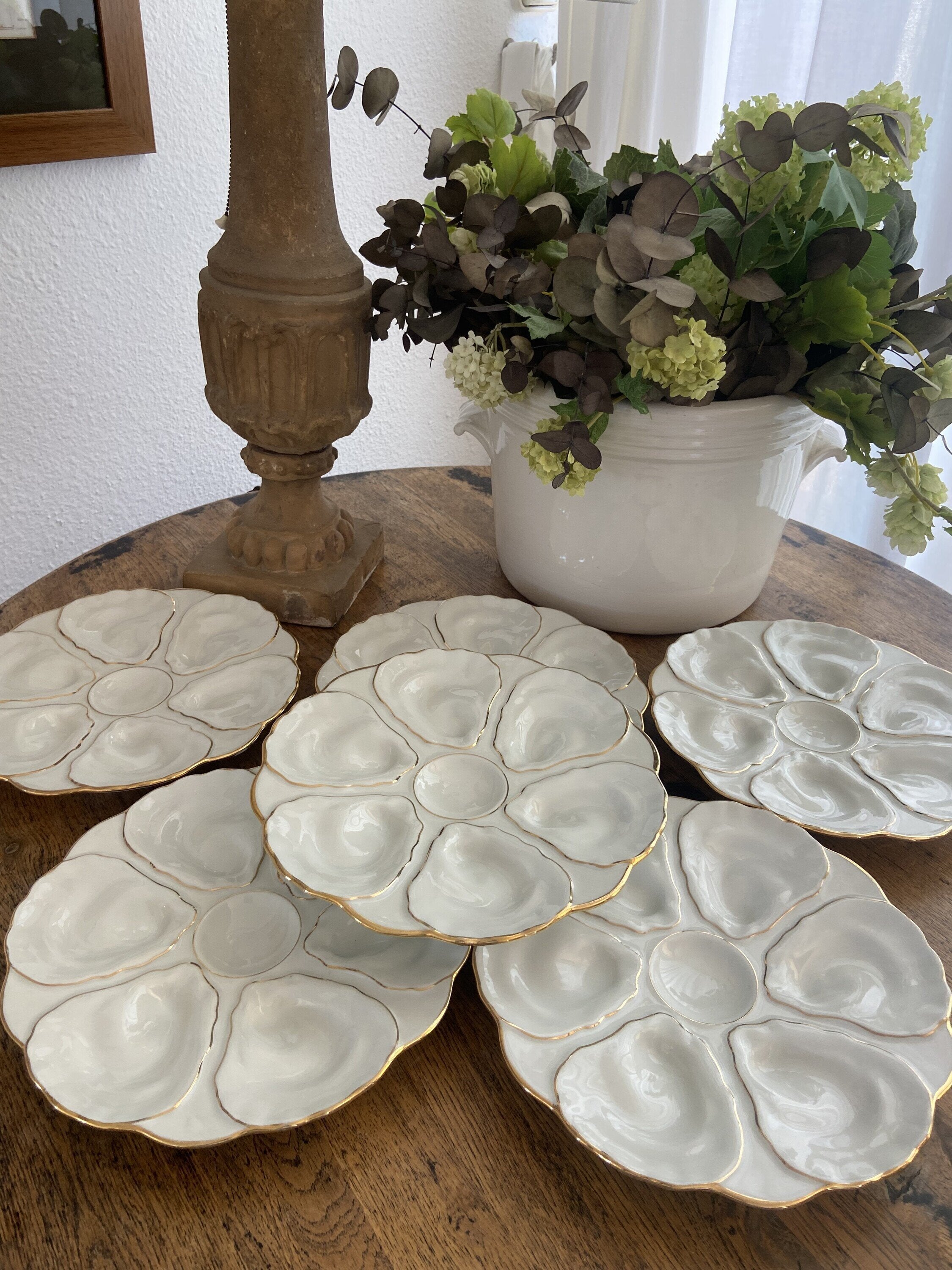 Platos para ostras en porcelana francesa "porcelaine d´art J.R."