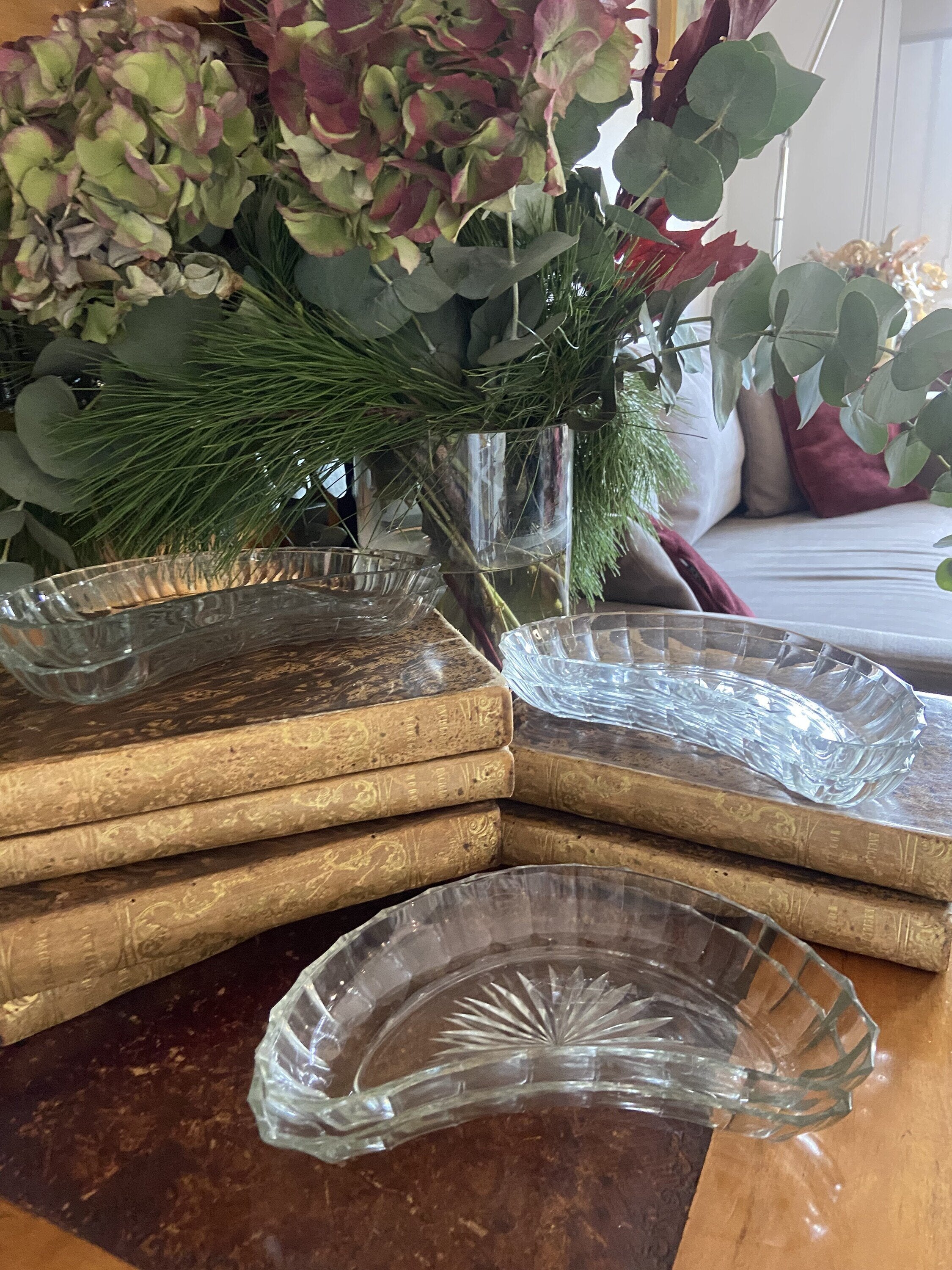 Medias lunas de cristal para ensaladas