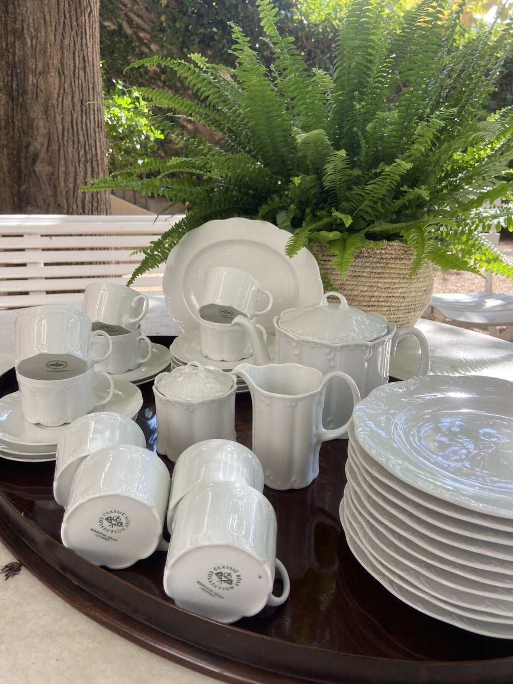 Juego de té en porcelana blanca "Rossenthal"