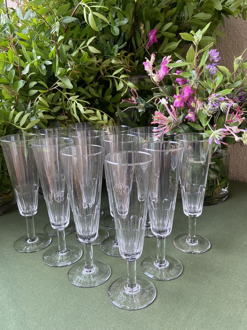 12 copas cava en fino vidrio tallado