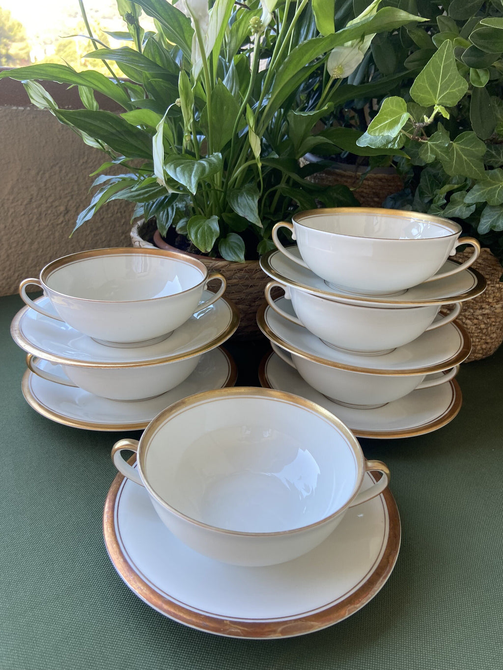 6 tazas de consomé en porcelana "Bidasoa".