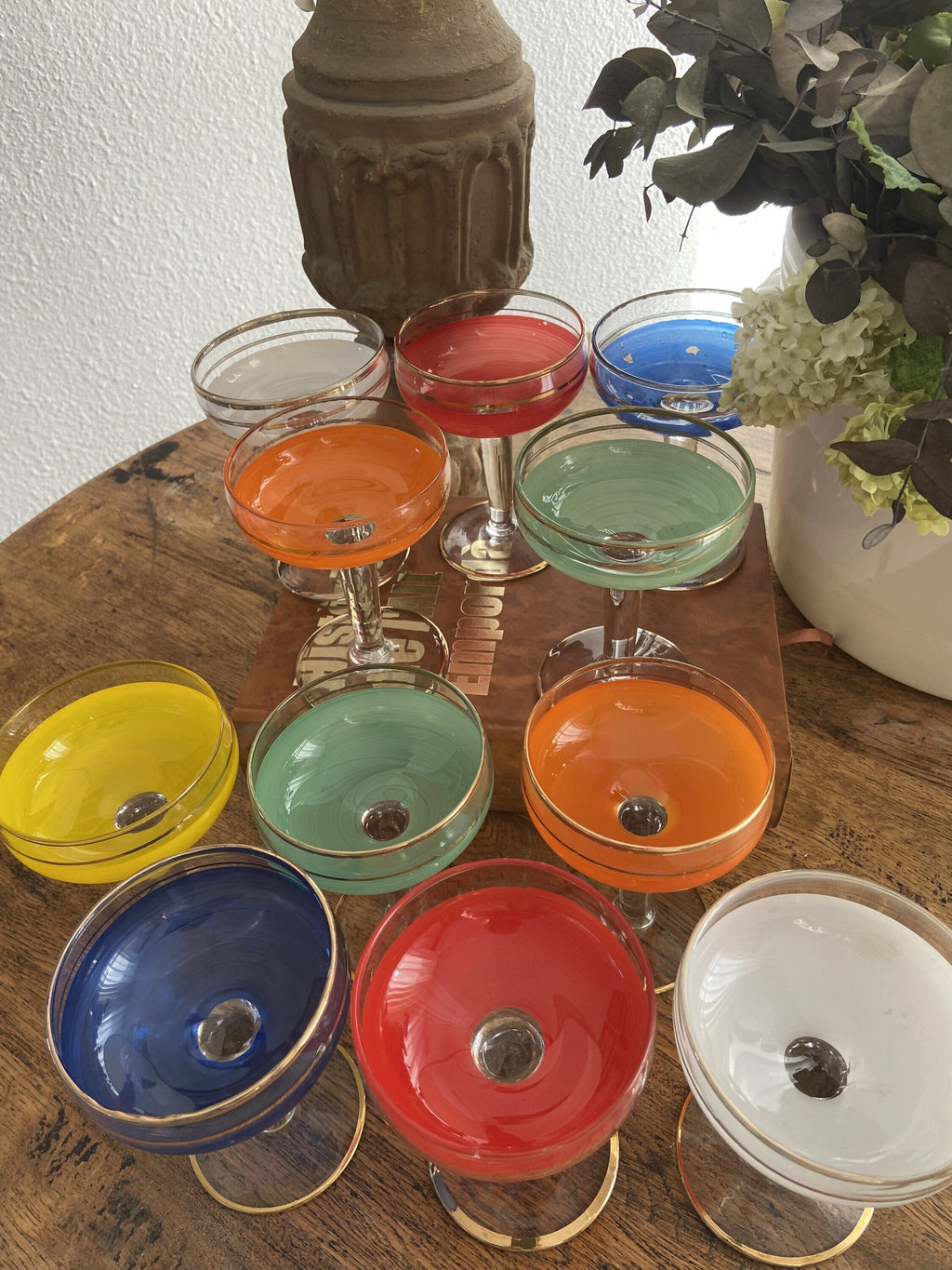 11 copas cava/postre en diferentes colores.