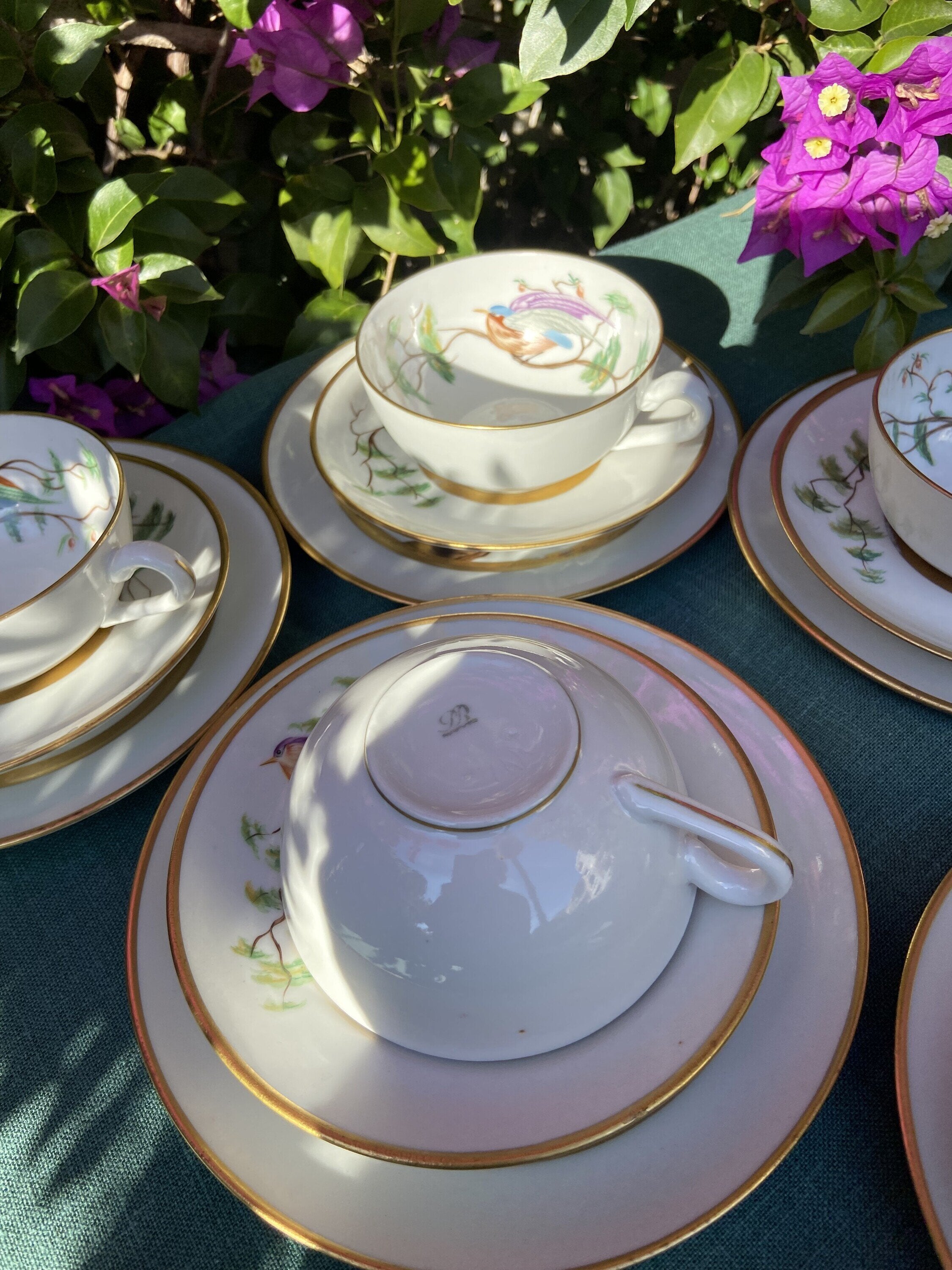 6 tazas de té con plato y 6 platos de merienda en porcelana "Bidasoa"