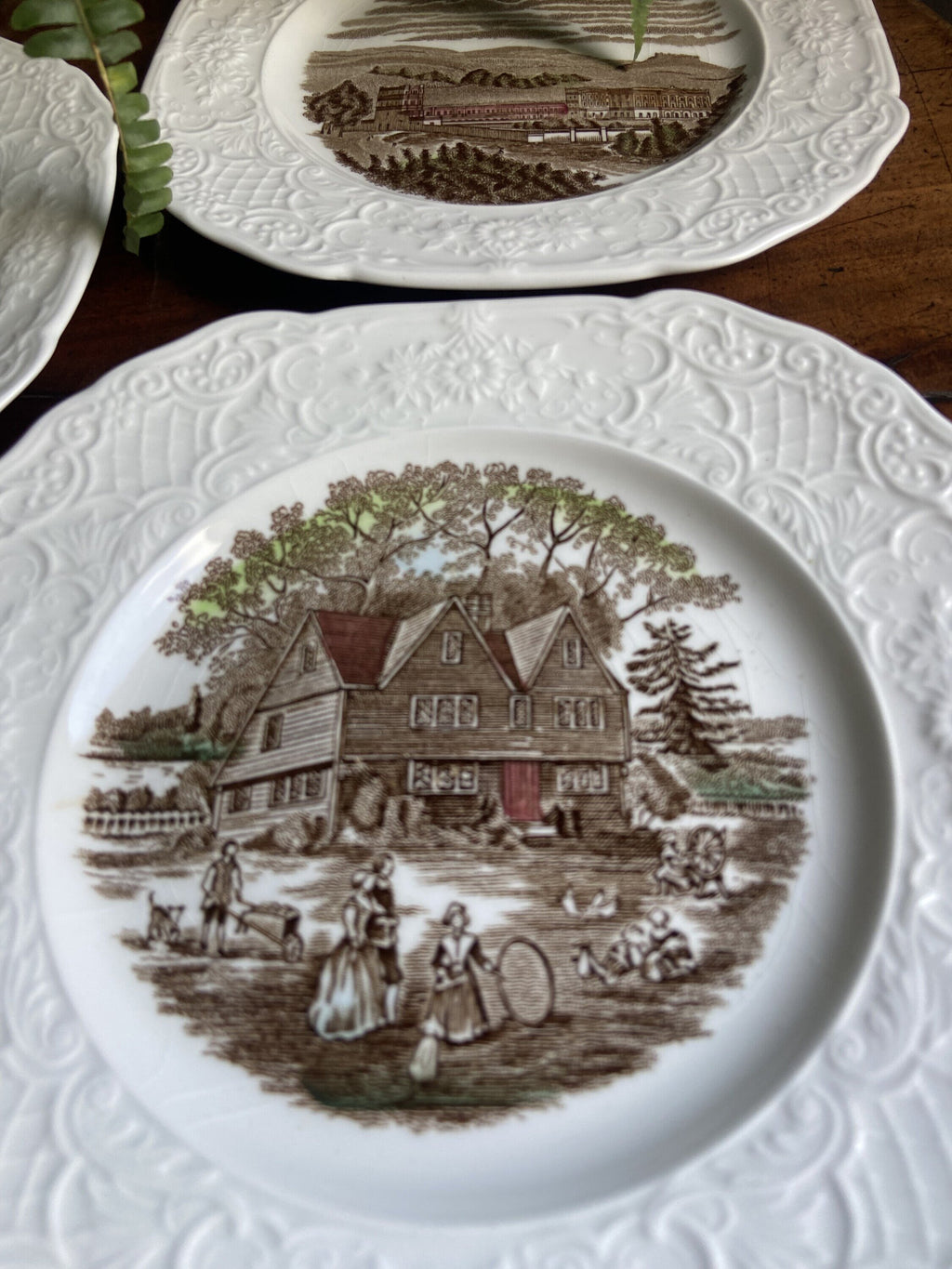 12 platos merienda en loza inglesa "Johnson Bros" (mod.Historic Scenes).