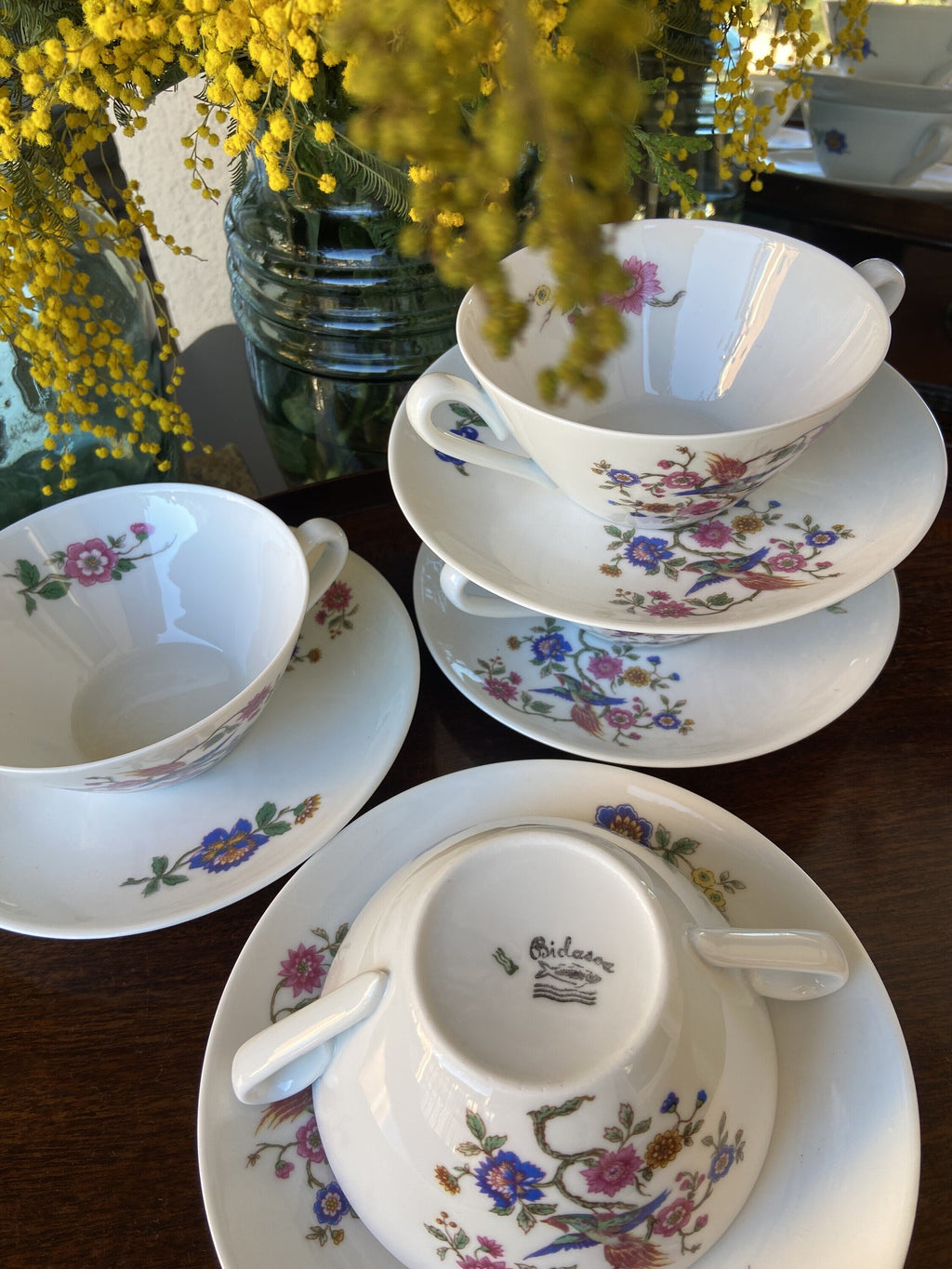 4 tazas consomé en porcelana "Bidasoa".
