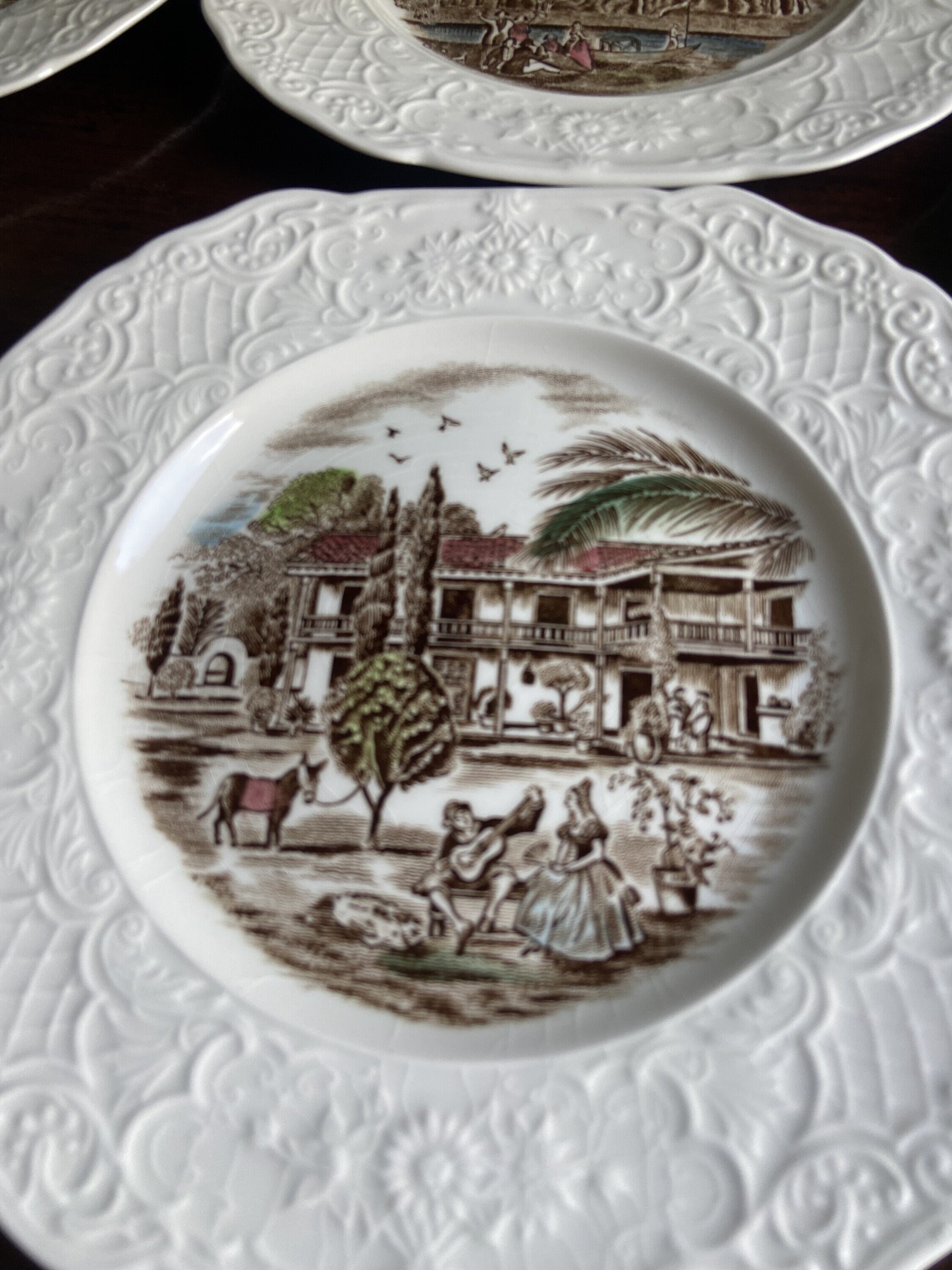 12 platos merienda en loza inglesa "Johnson Bros" (mod.Historic Scenes).