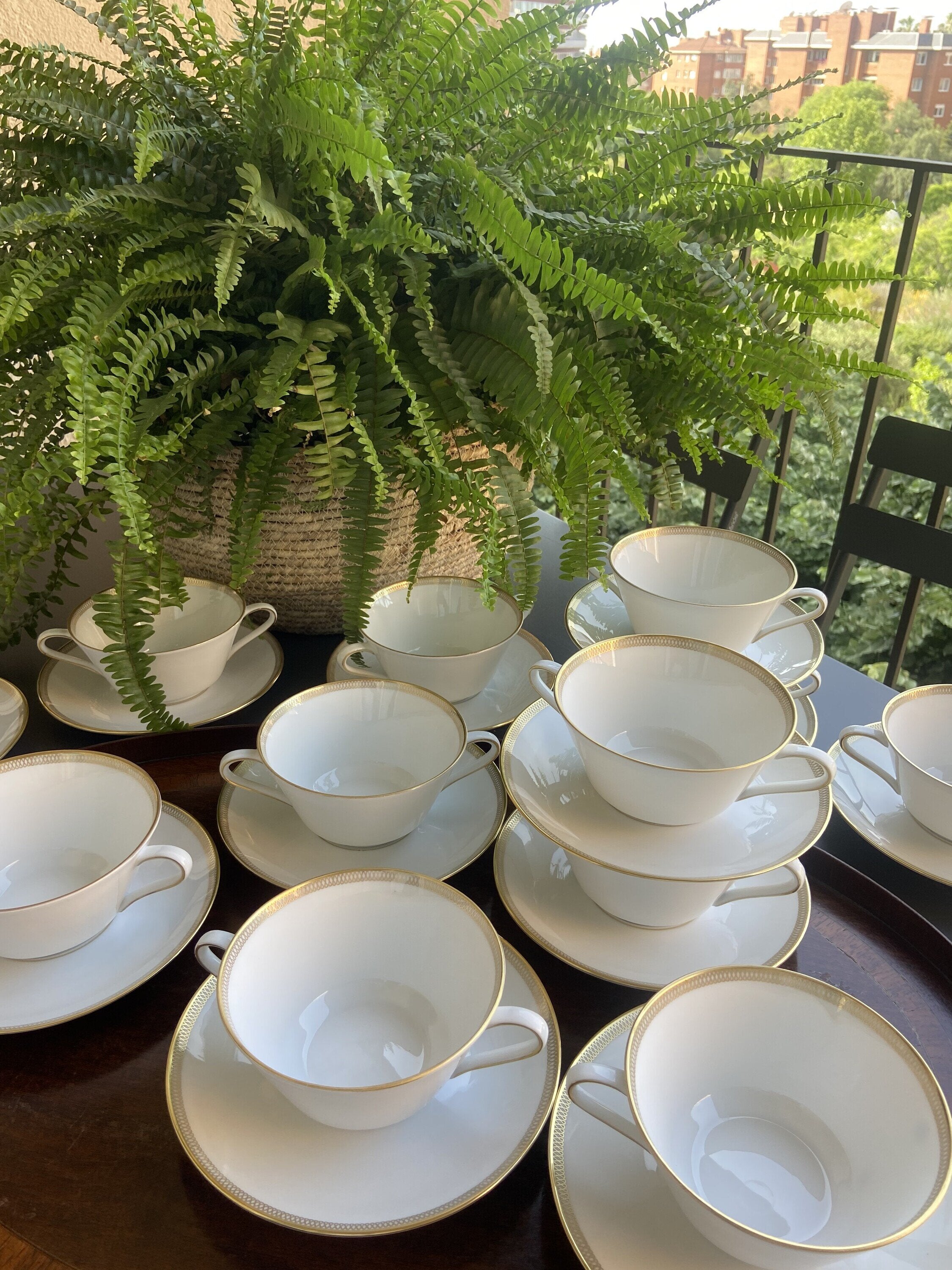 12 tazas de consomé en porcelana alemana "Eschenbach".