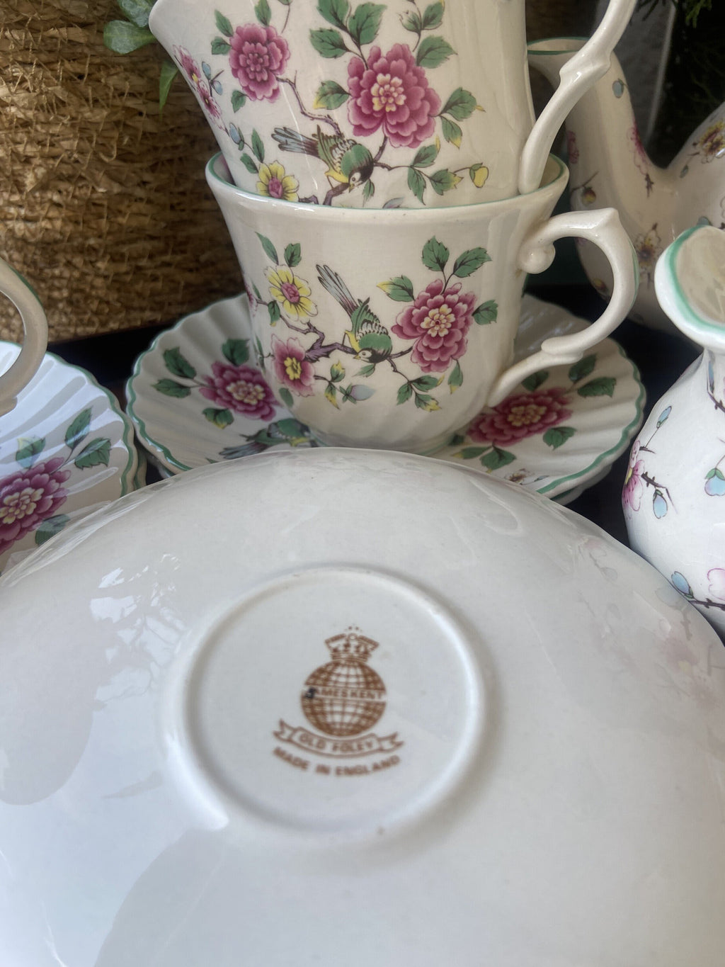 Juego de té en loza inglesa "Old Foley"