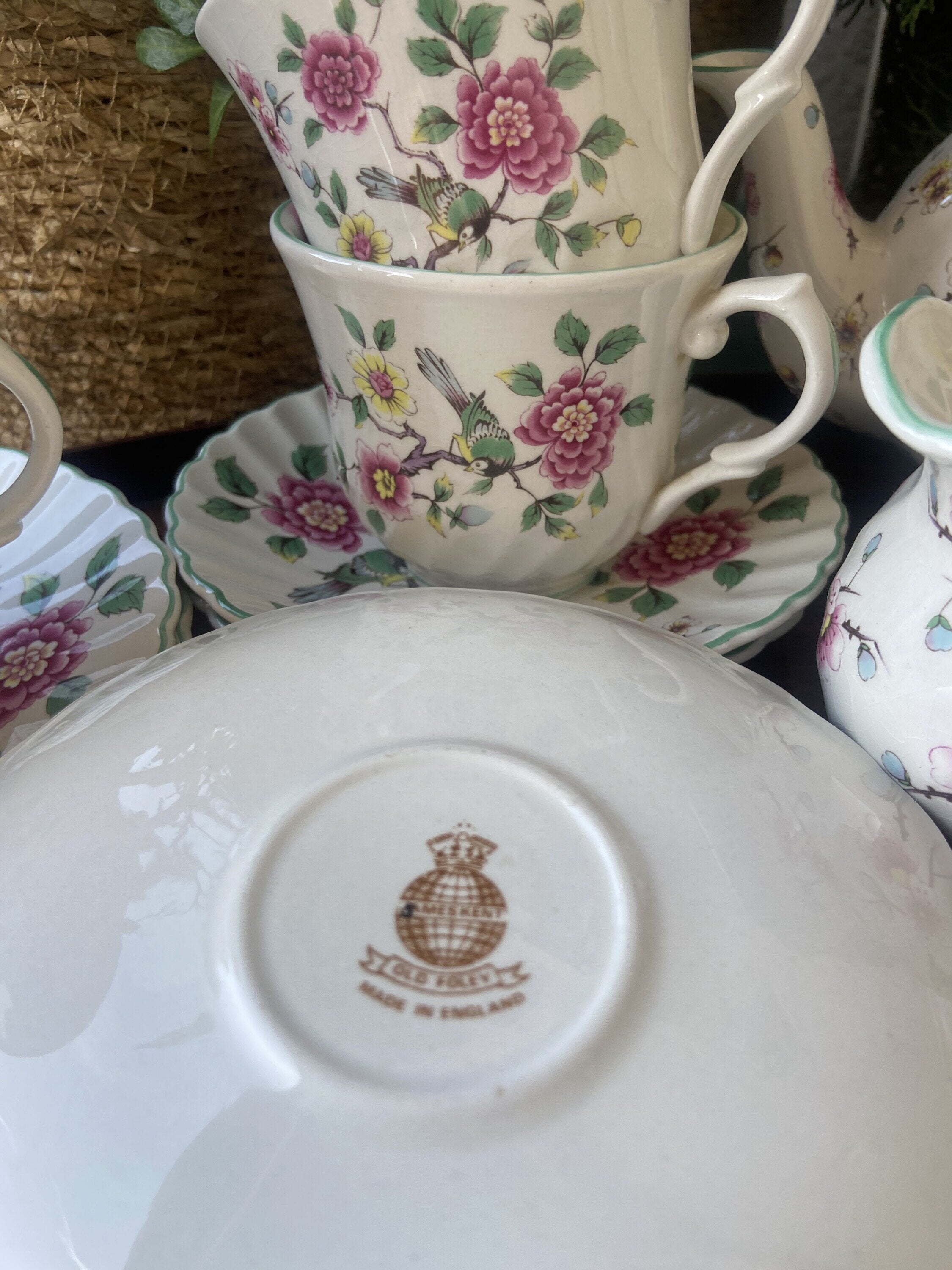 Juego de té en loza inglesa "Old Foley"