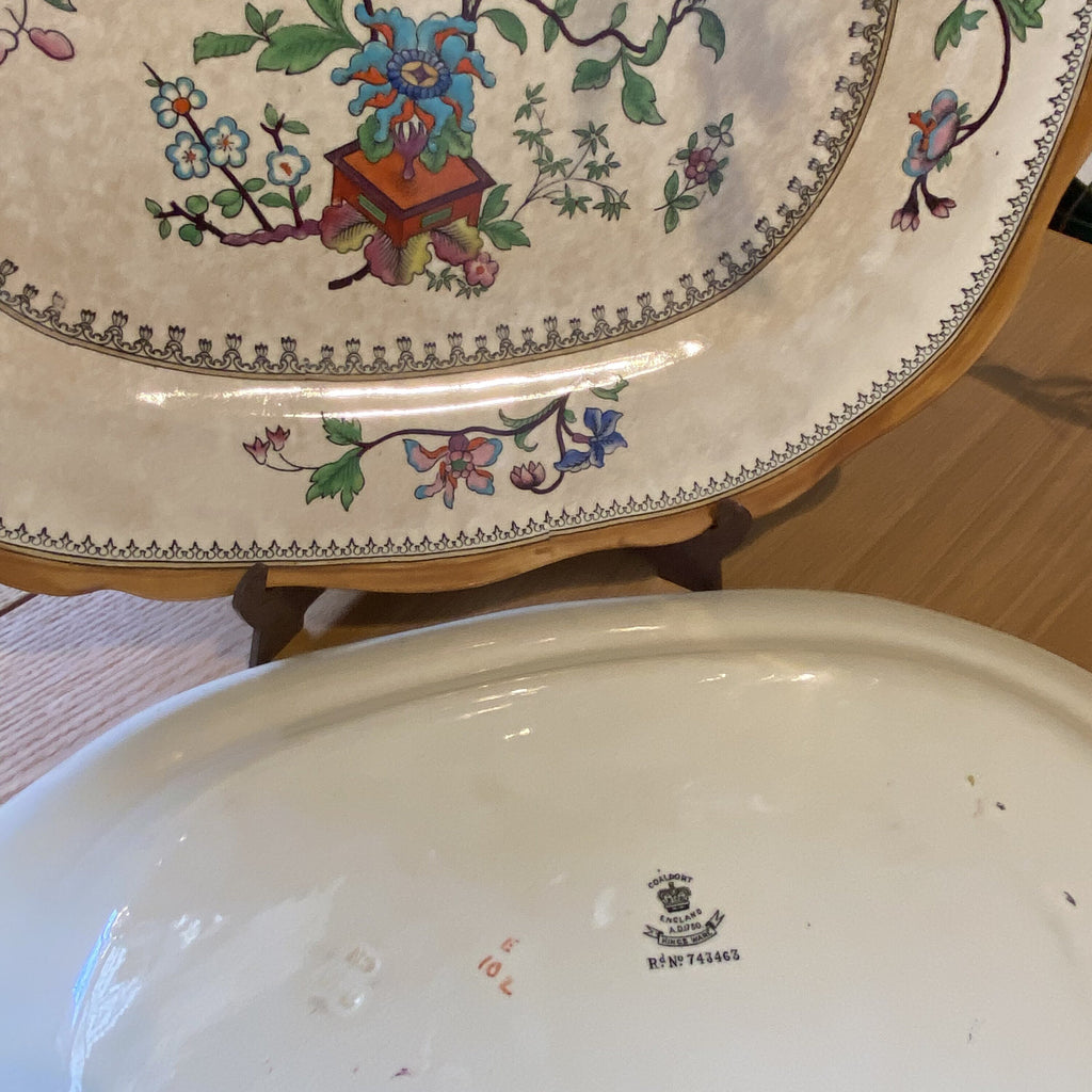 Pareja de fuentes medianas en loza inglesa "Coalport" Kings Ware