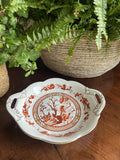 Fuente redonda con asas en porcelana inglesa "Coalport".