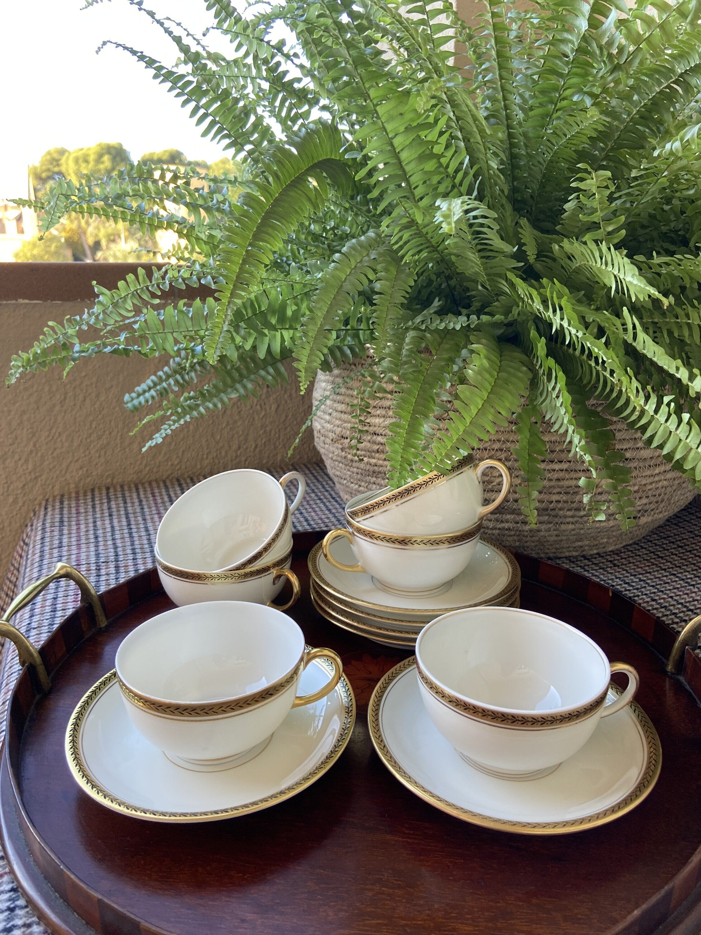 6 tazas té en porcelana francesa de Limoges "W.G & Cª"