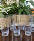 6 vasos de refresco en fino vidrio tallado.