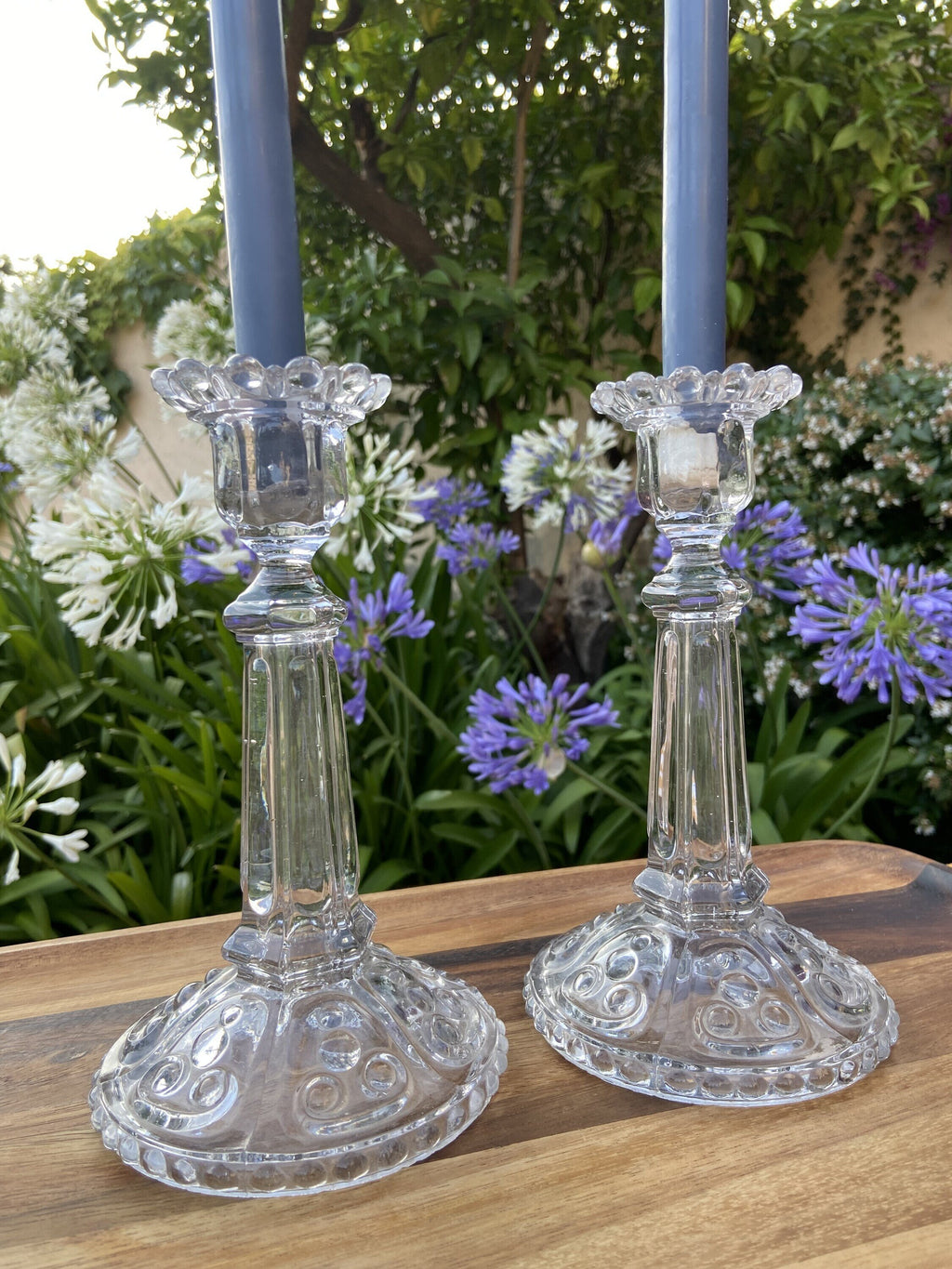 Pareja de candelabros de cristal