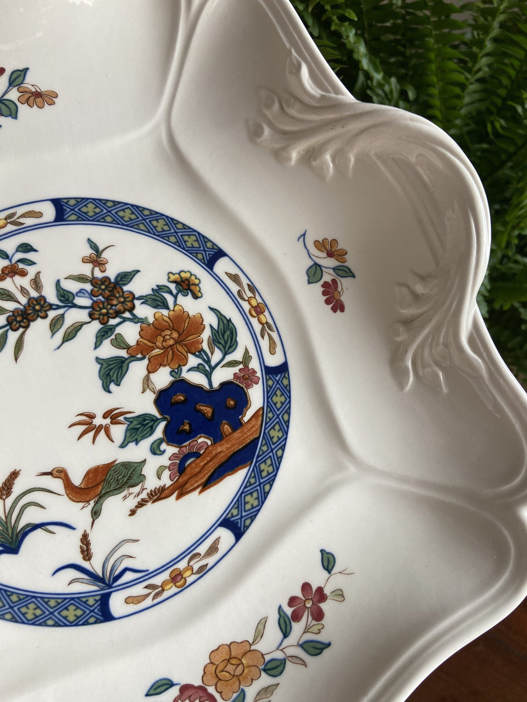 Fuente pastas cuadrada y bol en porcelana inglesa "Wedgwood".
