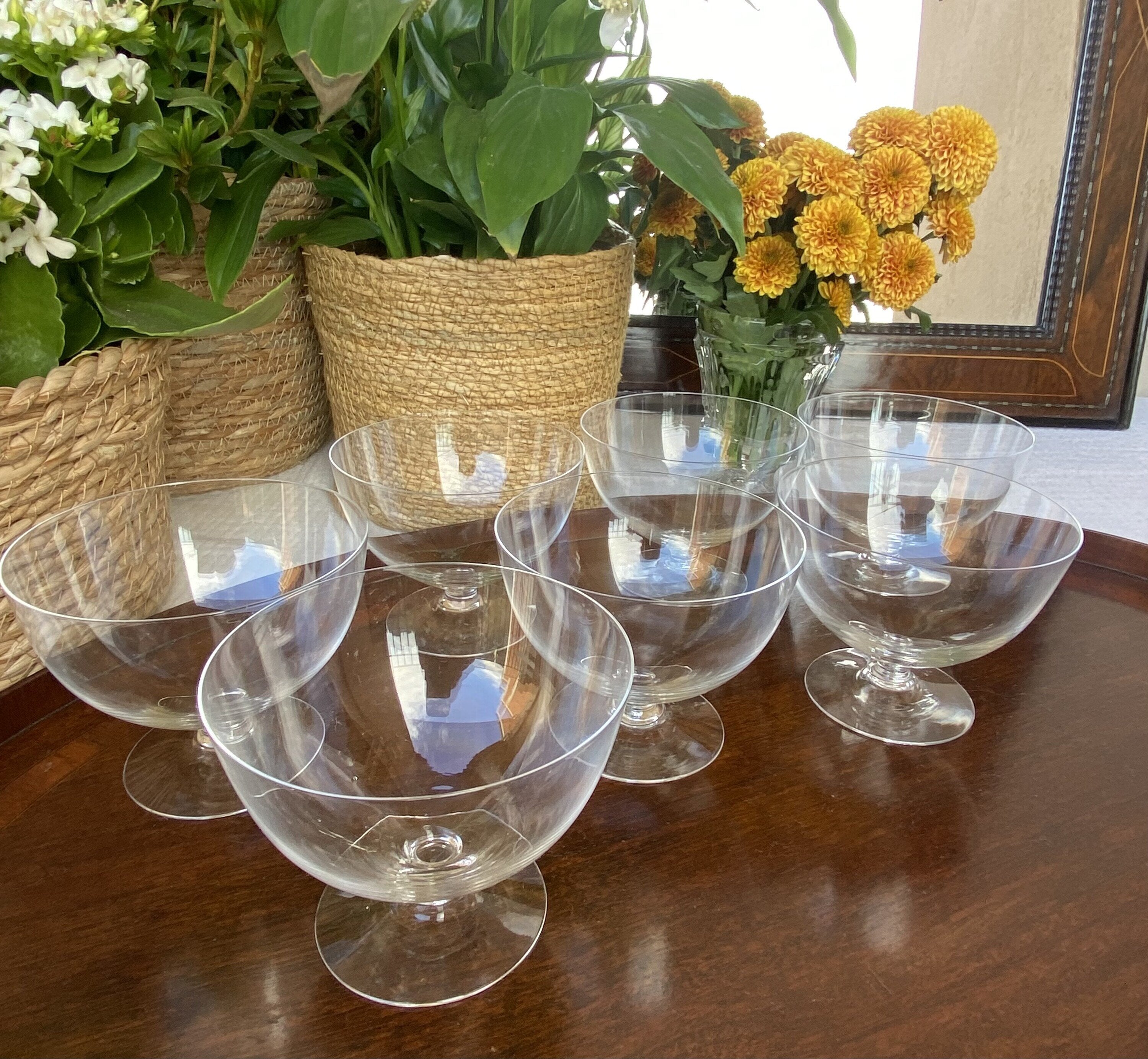 7 copas postres en fino cristal.