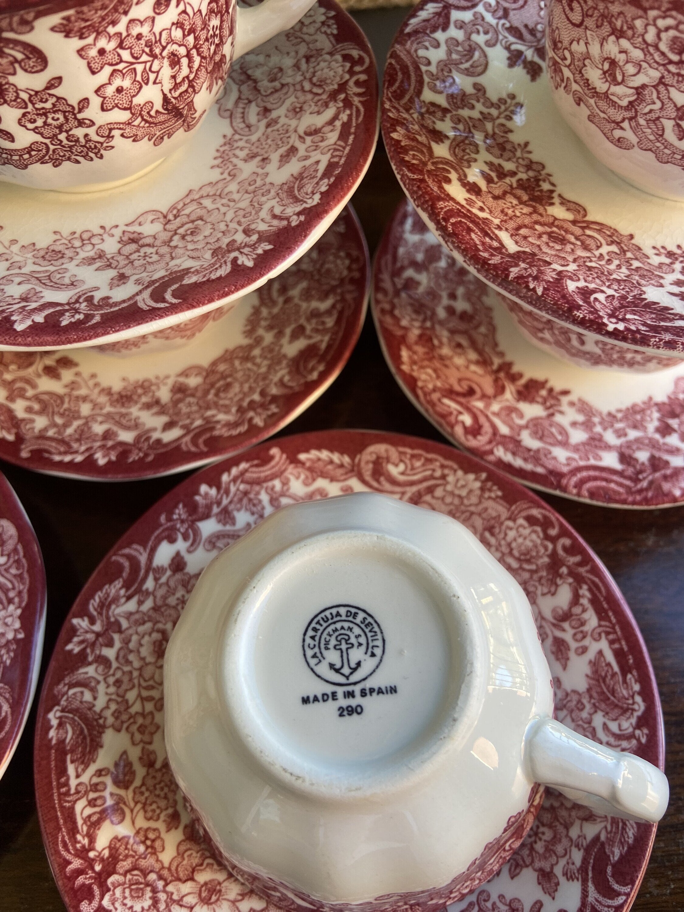 6 tazas de café "La Cartuja de Sevilla" Pickman S.A. (mod. Vistas)