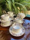 6 tazas de café y azucarero en porcelana alemana "Rossenthal"