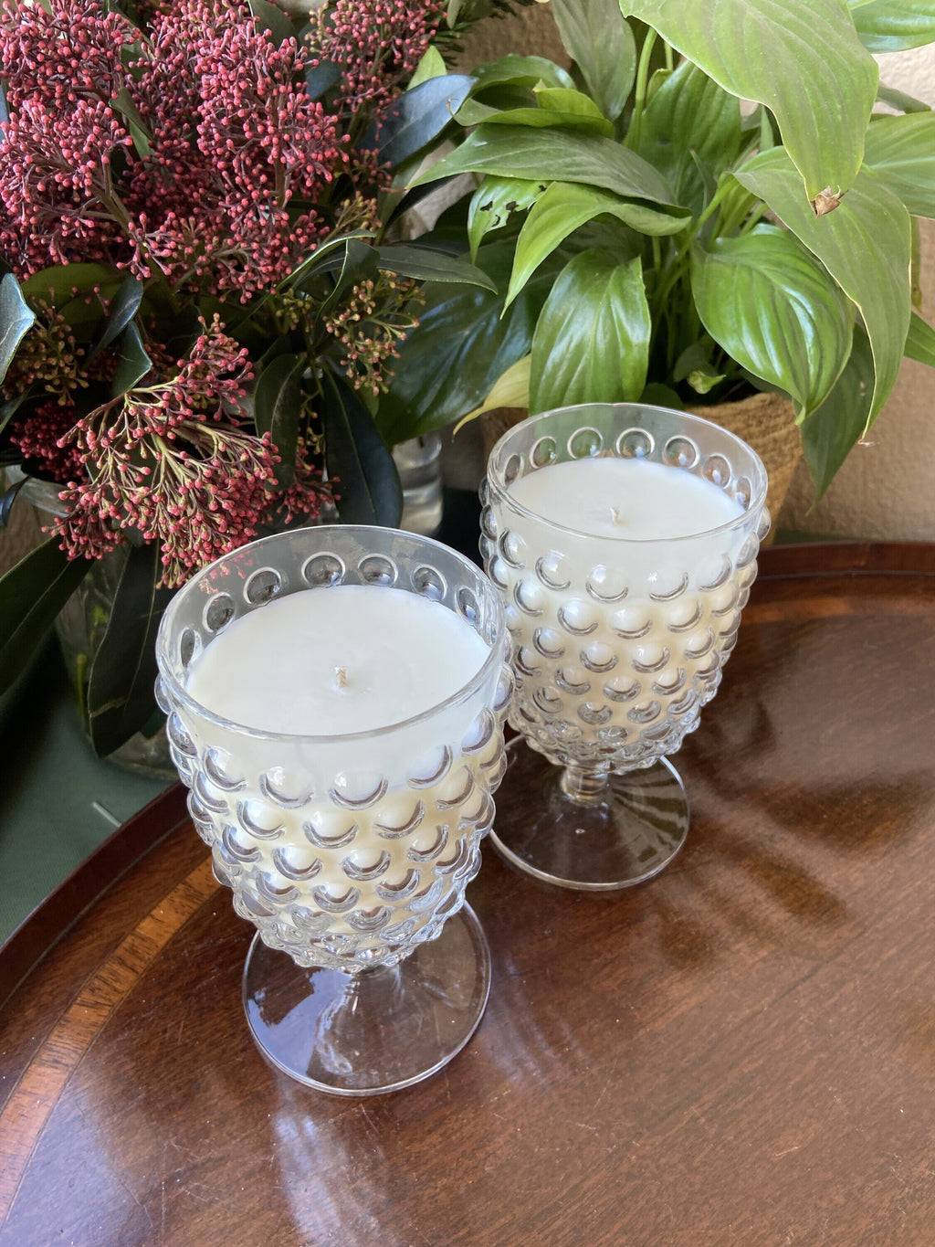 Copa vela de cristal con bolas.