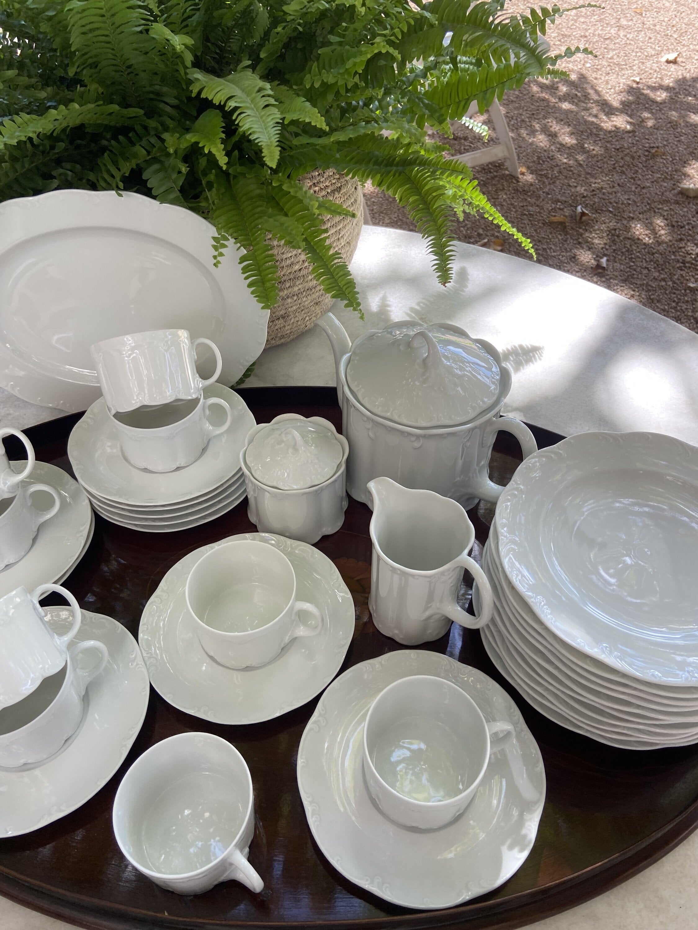 Juego de té en porcelana blanca "Rossenthal"