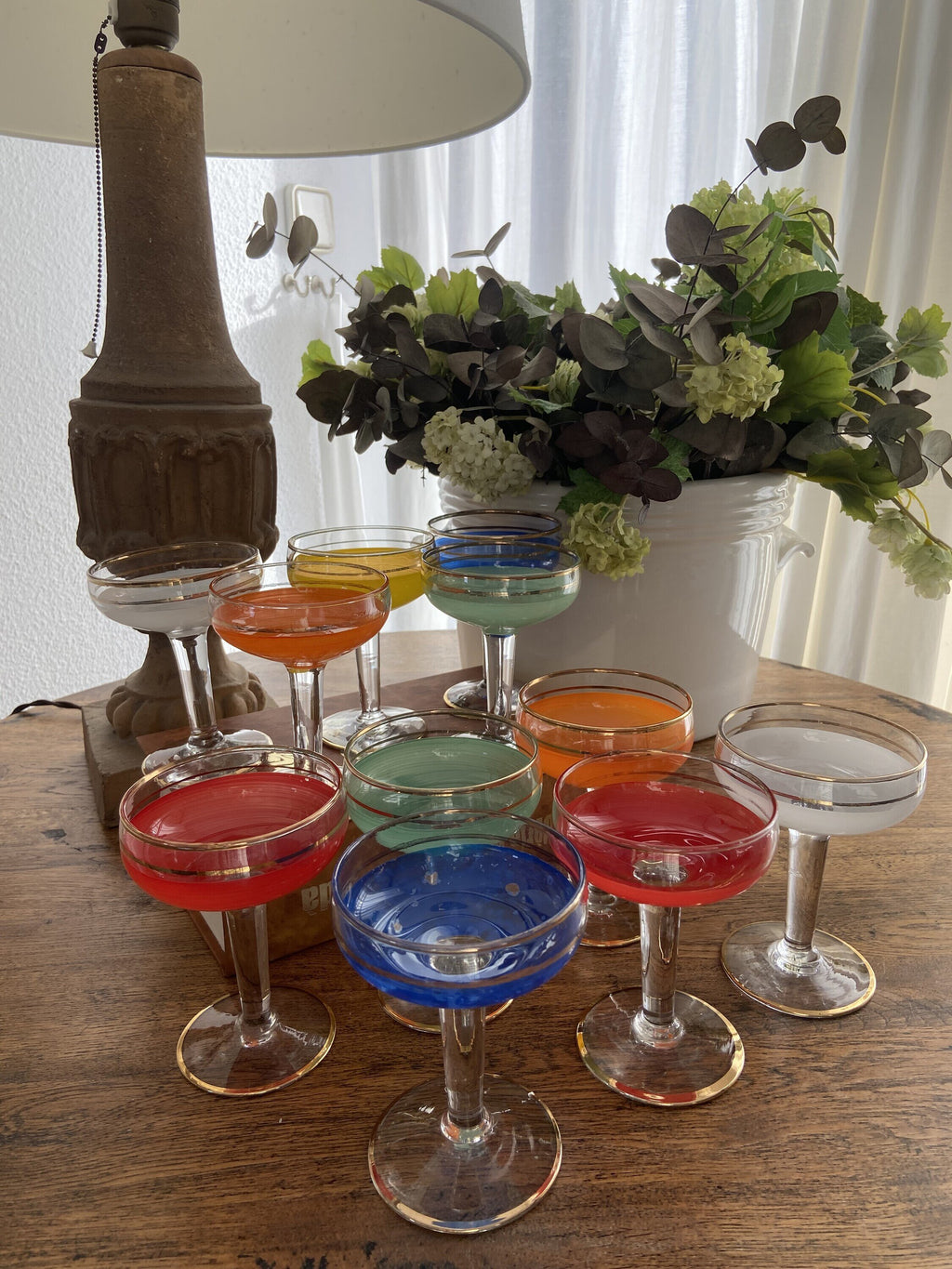11 copas cava/postre en diferentes colores.