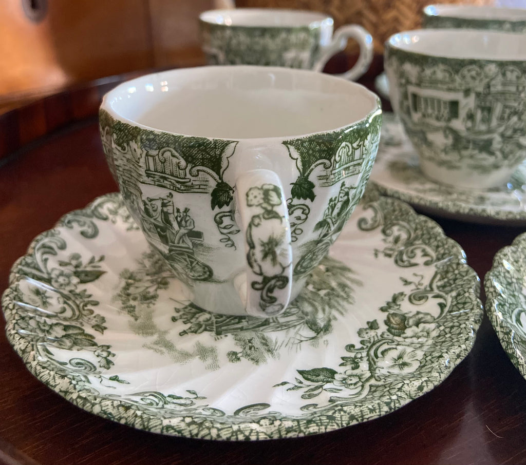 6 tazas de café en loza inglesa "Johnson Bros" (mod. Coaching Scenes)