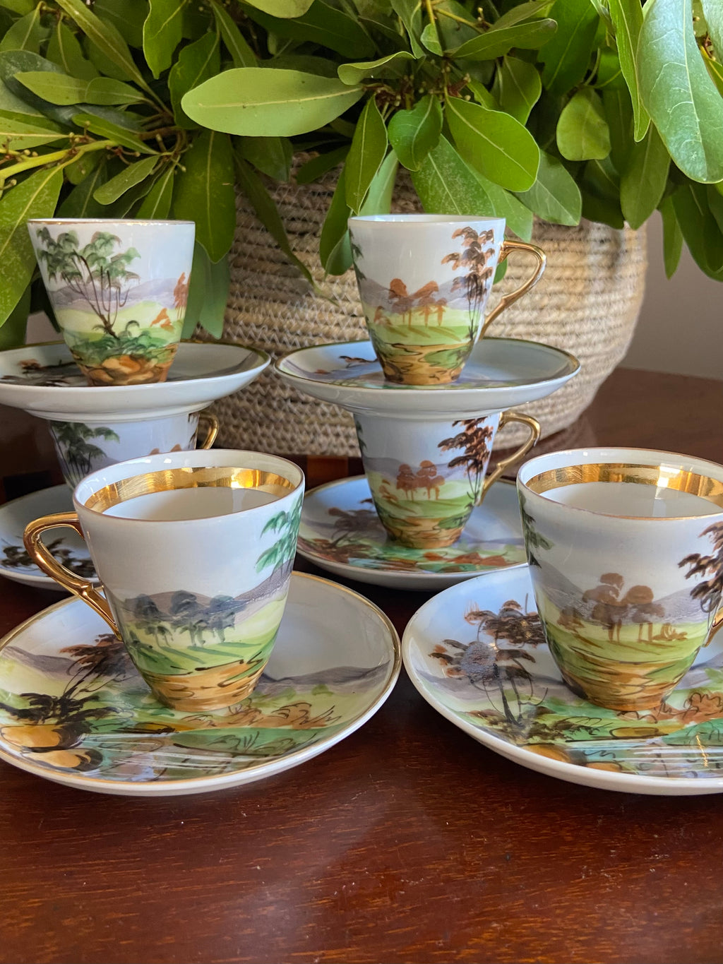 6 tazas café con plato en porcelana francesa de Limoges  "C.P."