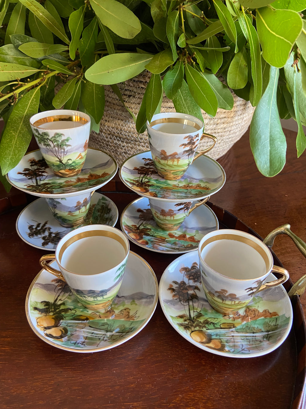 6 tazas café con plato en porcelana francesa de Limoges  "C.P."