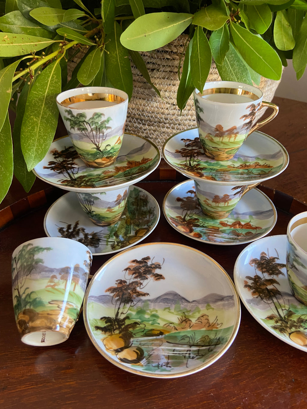 6 tazas café con plato en porcelana francesa de Limoges  "C.P."