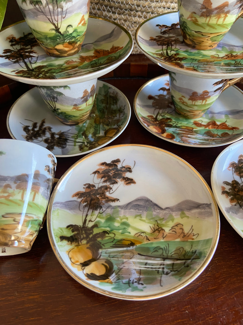 6 tazas café con plato en porcelana francesa de Limoges  "C.P."