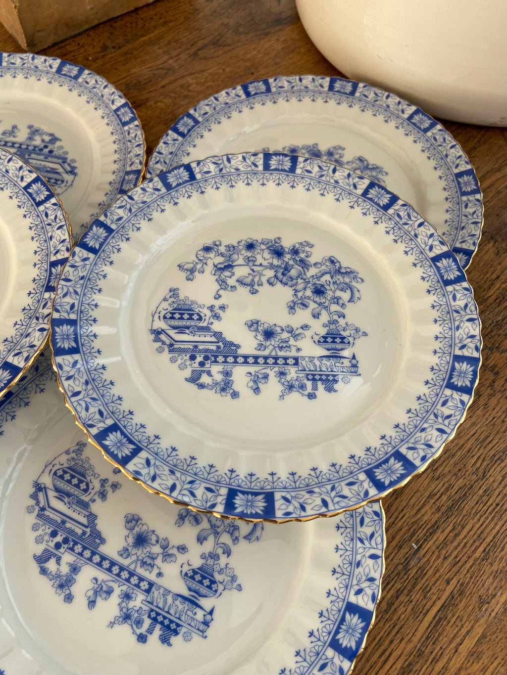 6 platos merienda en porcelana alemana "Seltman Weidenn" (mod. China Blau).