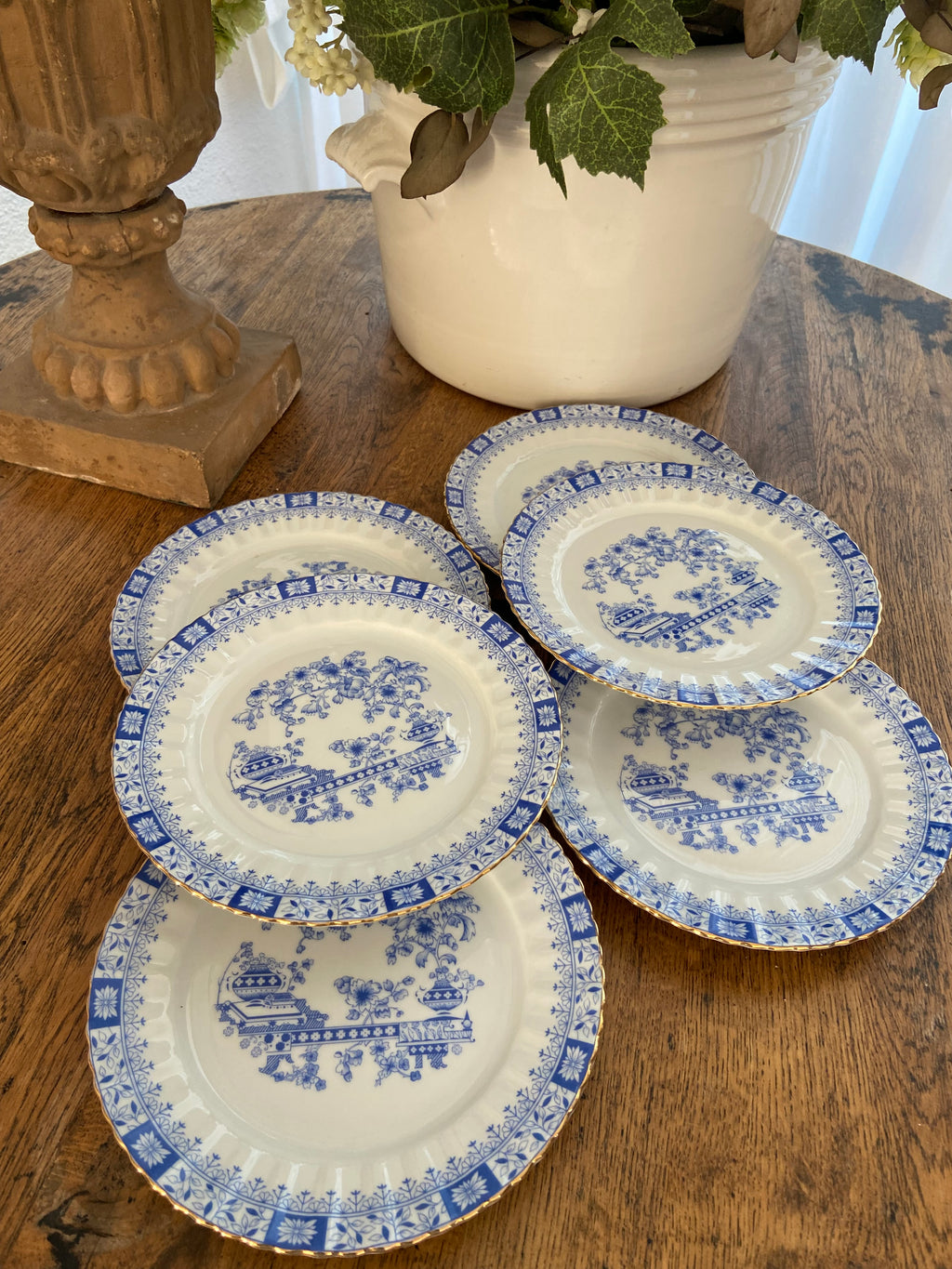 6 platos merienda en porcelana alemana "Seltman Weidenn" (mod. China Blau).