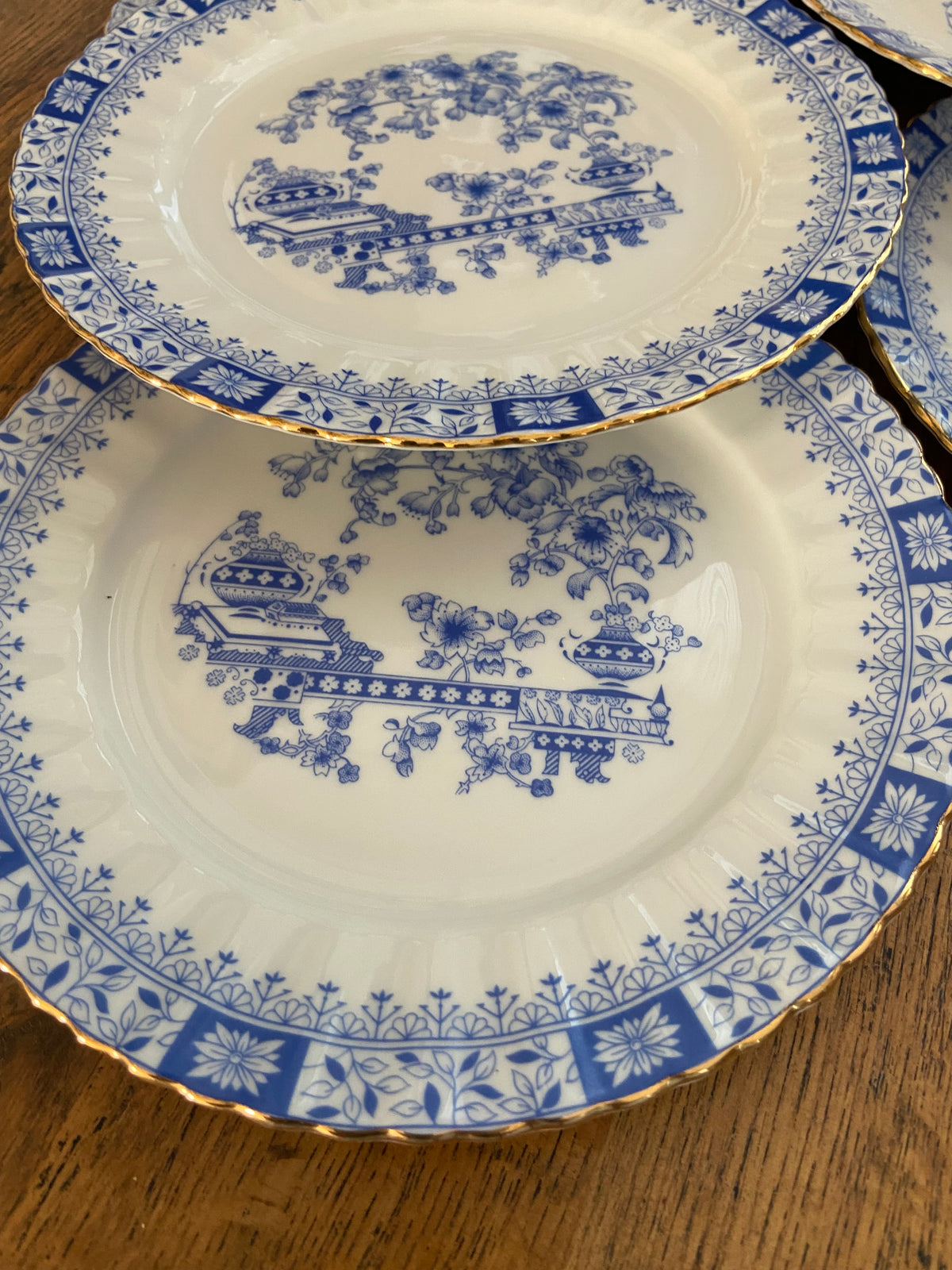 6 platos merienda en porcelana alemana "Seltman Weidenn" (mod. China Blau).