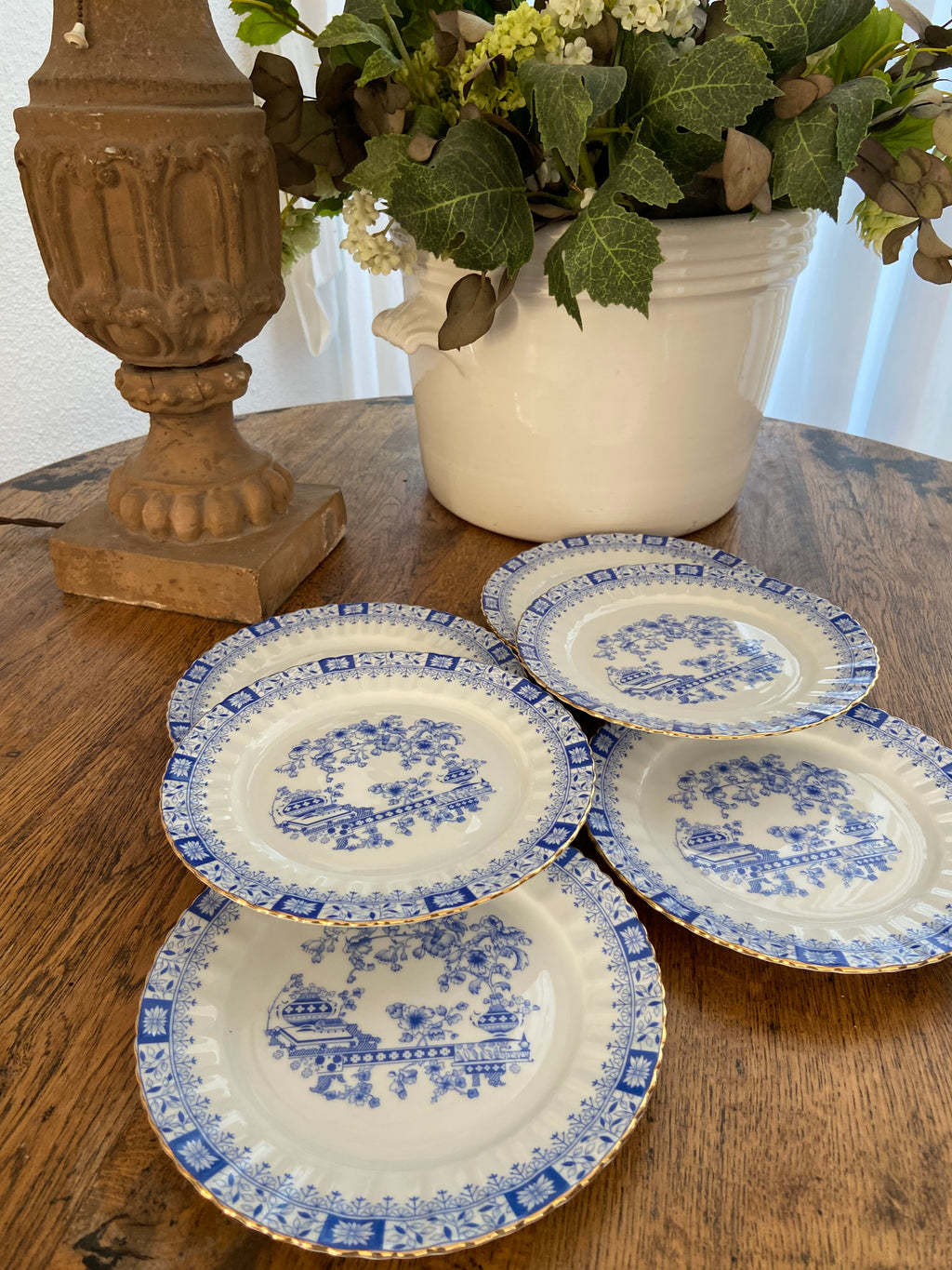 6 platos merienda en porcelana alemana "Seltman Weidenn" (mod. China Blau).