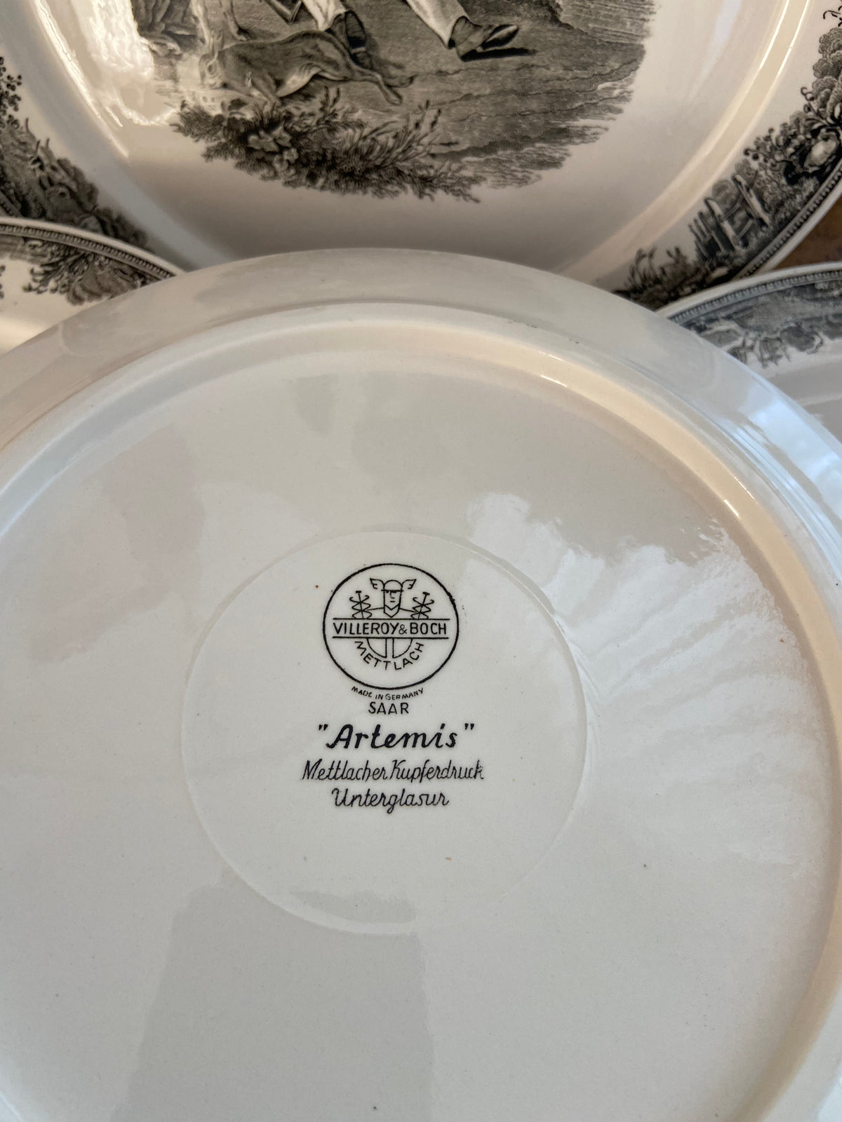 12 platos llanos en loza alemana "Villeroy & Boch"