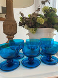 6 copas en vidrio turquesa