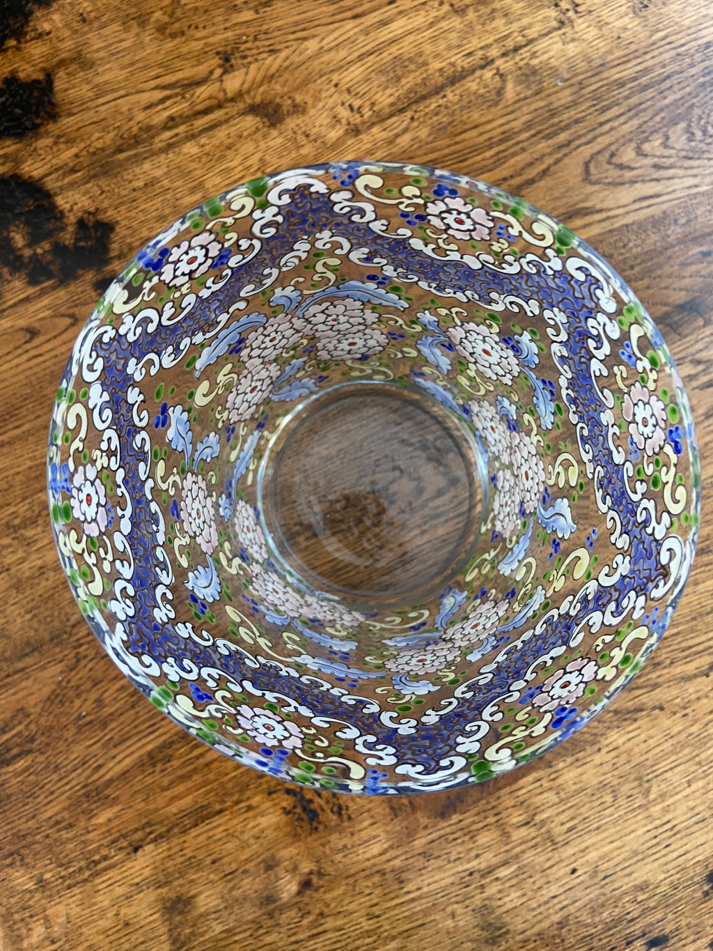 Vaso grande/florero en cristal pintado a amano.