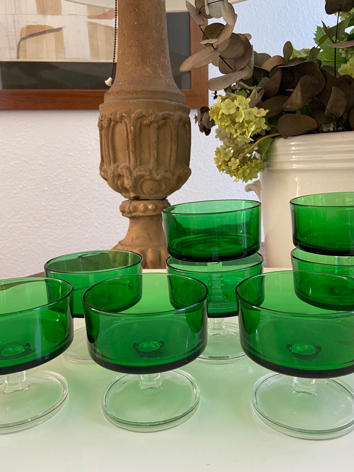 8 copas cava/postre en vidrio francés