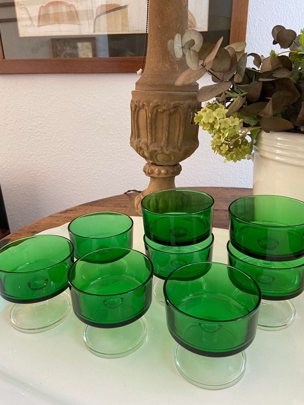 8 copas cava/postre en vidrio francés