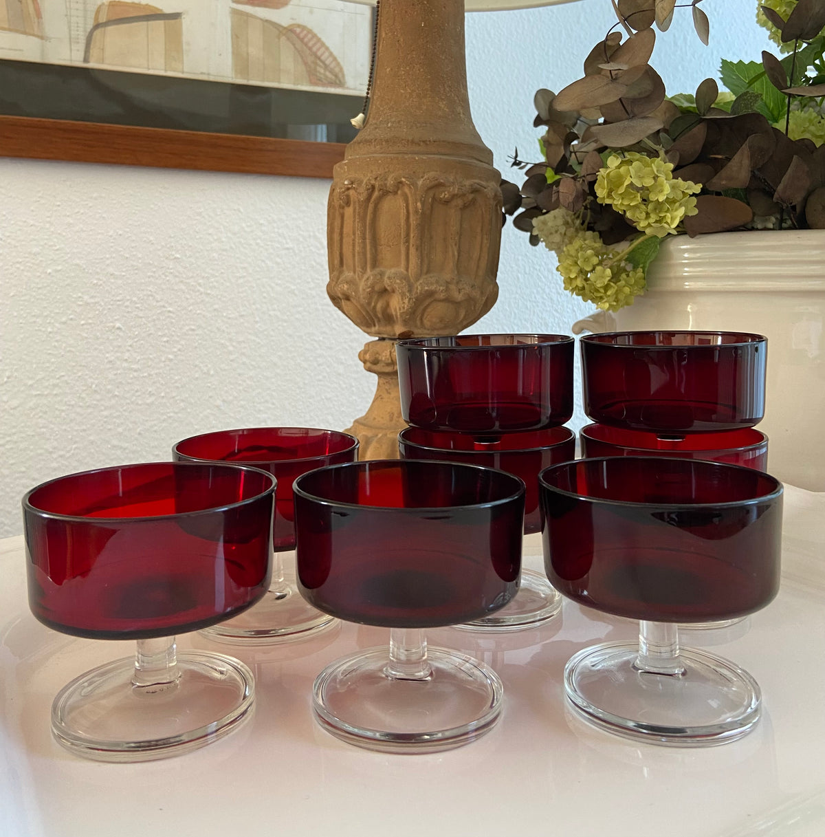8 copas cava/postre en vidrio francés