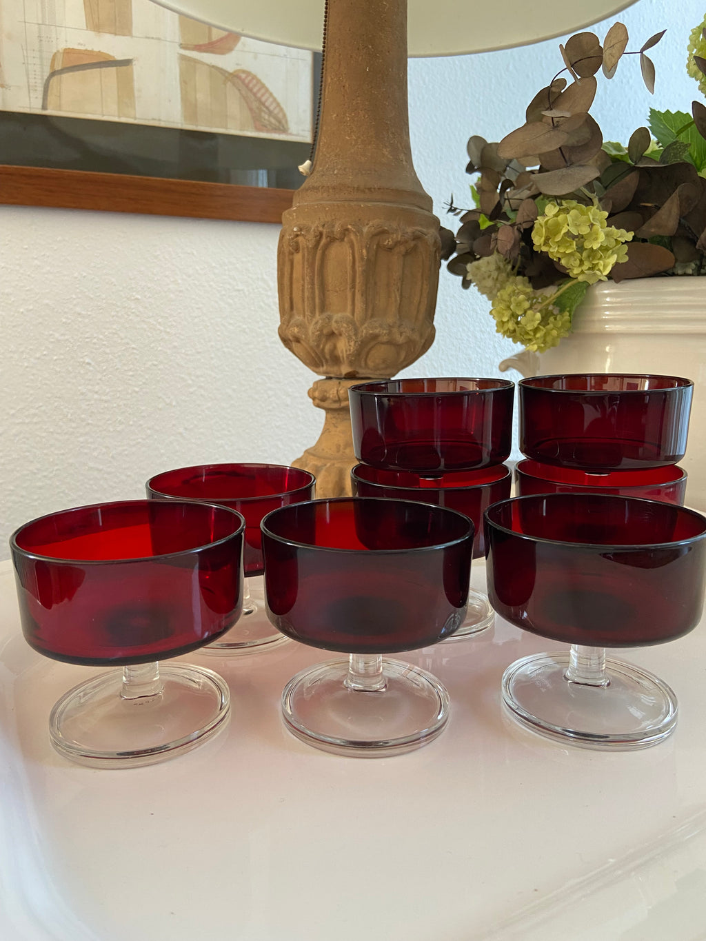 8 copas cava/postre en vidrio francés