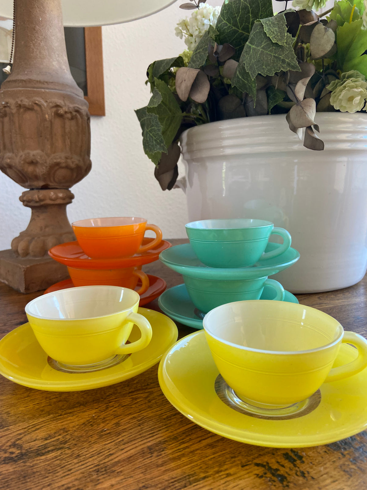6 tazas café de colores en vidrio francés  "Duralex"
