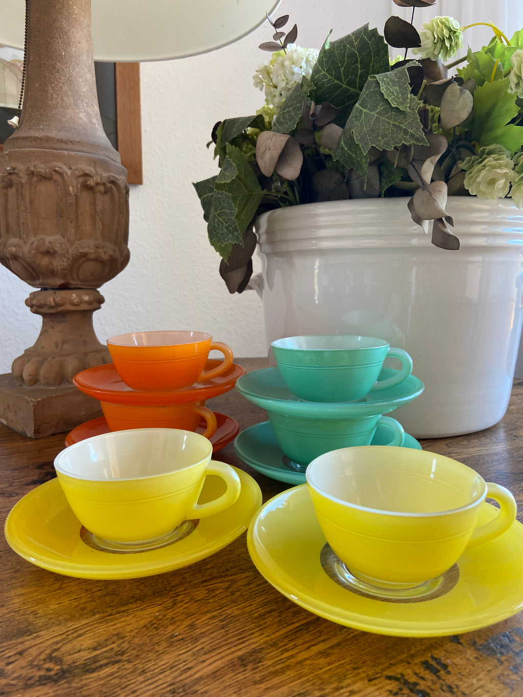6 tazas café de colores en vidrio francés  "Duralex"